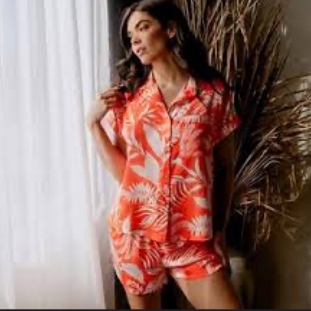 Cynthia rowley orange linen tropical set small